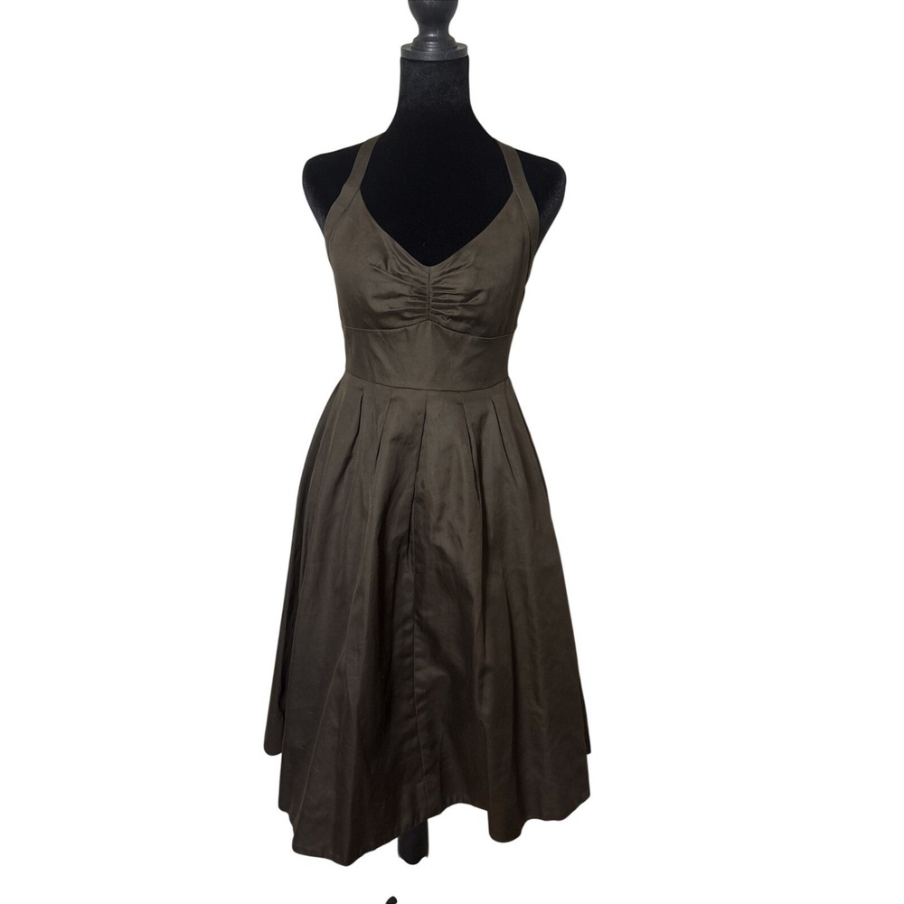J. Crew LYDIA Chocolate Brown Halter Empire Ruche Dress Size‎ 2